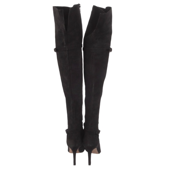 MANOLA BLAHNIK black suede moto over-the-knee boots VINTAGE - Picture 4 of 9